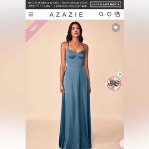 AZAZIE MEI A-Line Stretch Satin Long Dress (Size A14, Bermuda Color), Worn Once